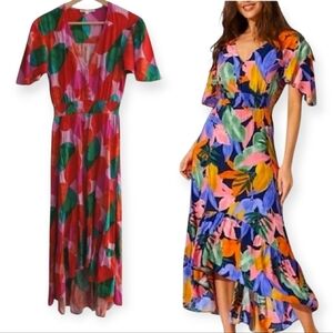Anthropolgie Abel The Label Asymmetrical Geometic Colourful Midi Dress Small